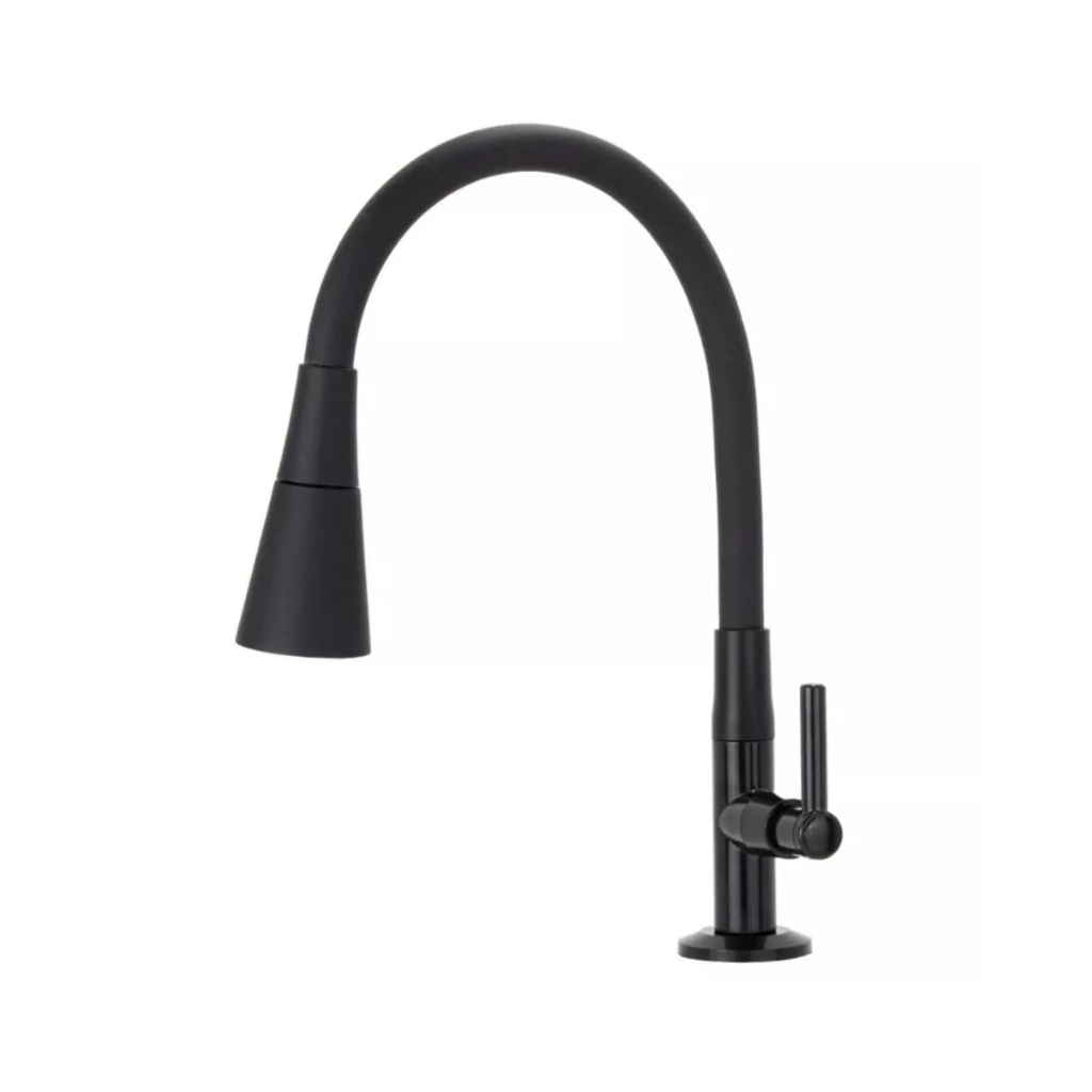 Torneira Bancada ou parede Cozinha Gourmet Preta Flexivel 2 Jatos 1/4 de volta para mesa pia bancada e mármore