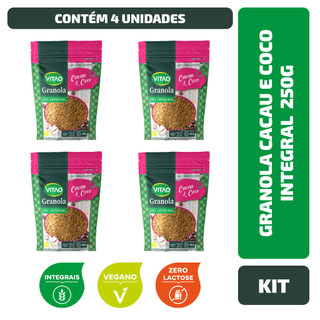 Kit 4 Un. Granola Cacau E Coco Integral Vitao 250G em Oferta na Shopee