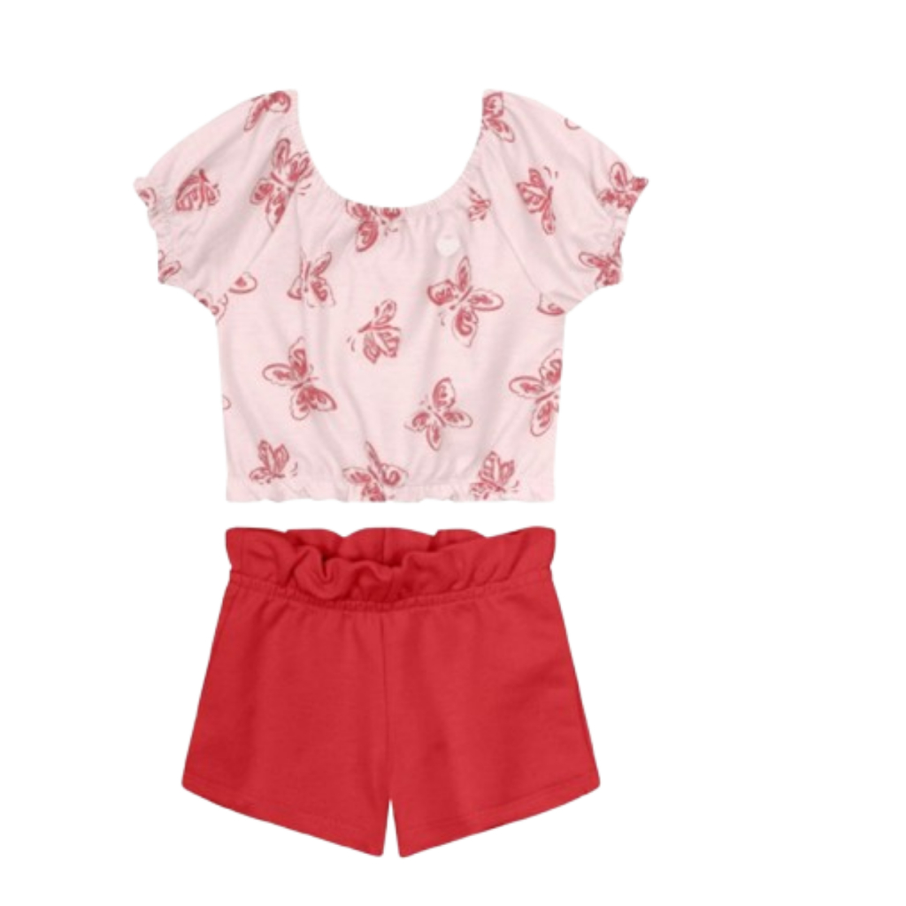 Conjunto infantil Blusa Cropped malha Favo e Shorts Clochard Moletinho Brandili 36247