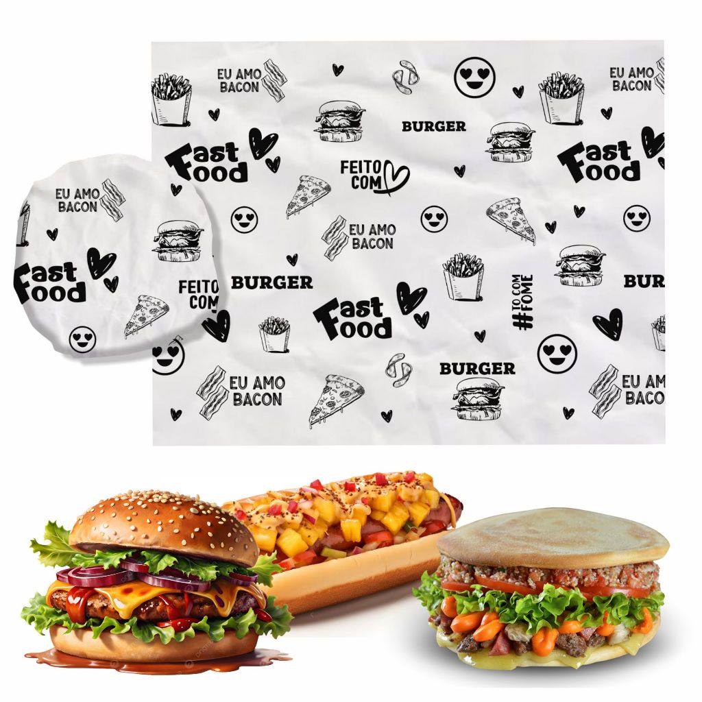 100 Papel Acoplado Hamburguer Lanche Eb em Oferta na Shopee