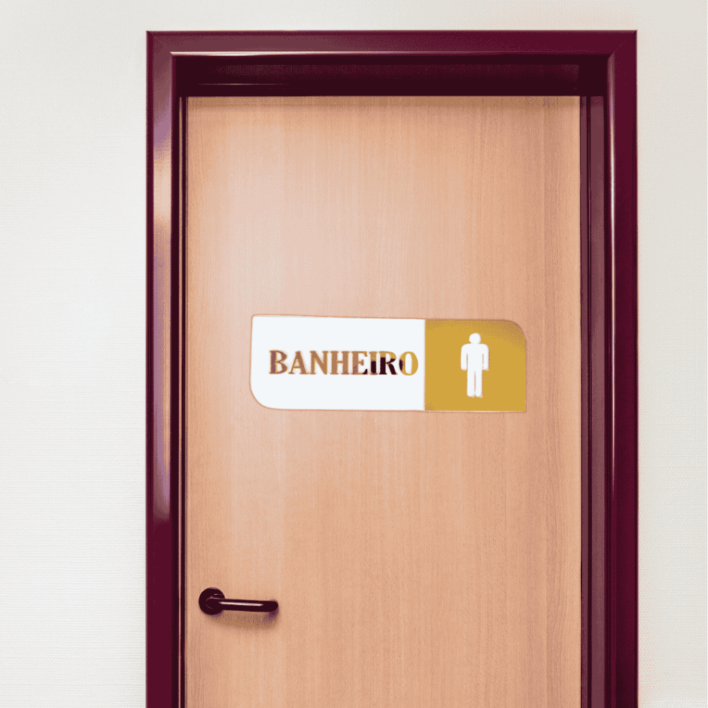 Placa Sinalização Banheiro Masculino WC Identificação em Acrílico para Porta