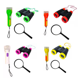 Kit Detetive Binóculos + Lanterna + Lupa Infantil Coloridos Para Criança em Oferta na Shopee