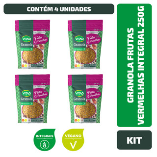 Kit 4 Un. Granola Frutas Vermelhas Integral Vitao 250G em Oferta na Shopee