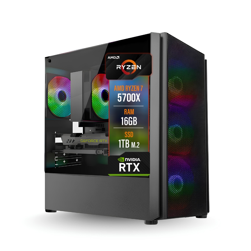 PC Gamer LUDIC by BluePC - AMD Ryzen 7 5700X, RTX 4060 8GB, 16GB RAM, SSD 1TB, 600W - PGBP -1020LUD