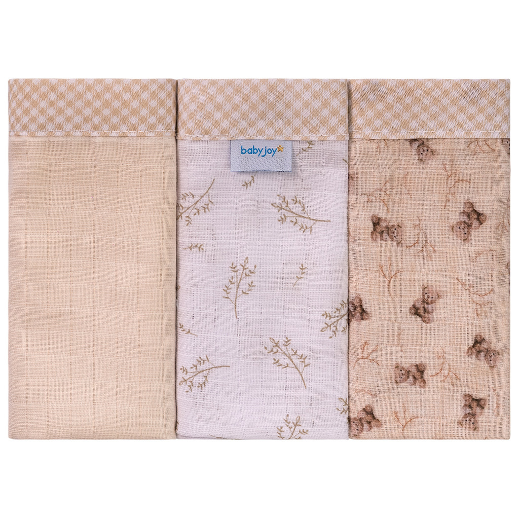 Kit Fralda de Pano com Debrum e Bainha Baby Joy Fabula 100% Algodão 3 Unidades Incomfral