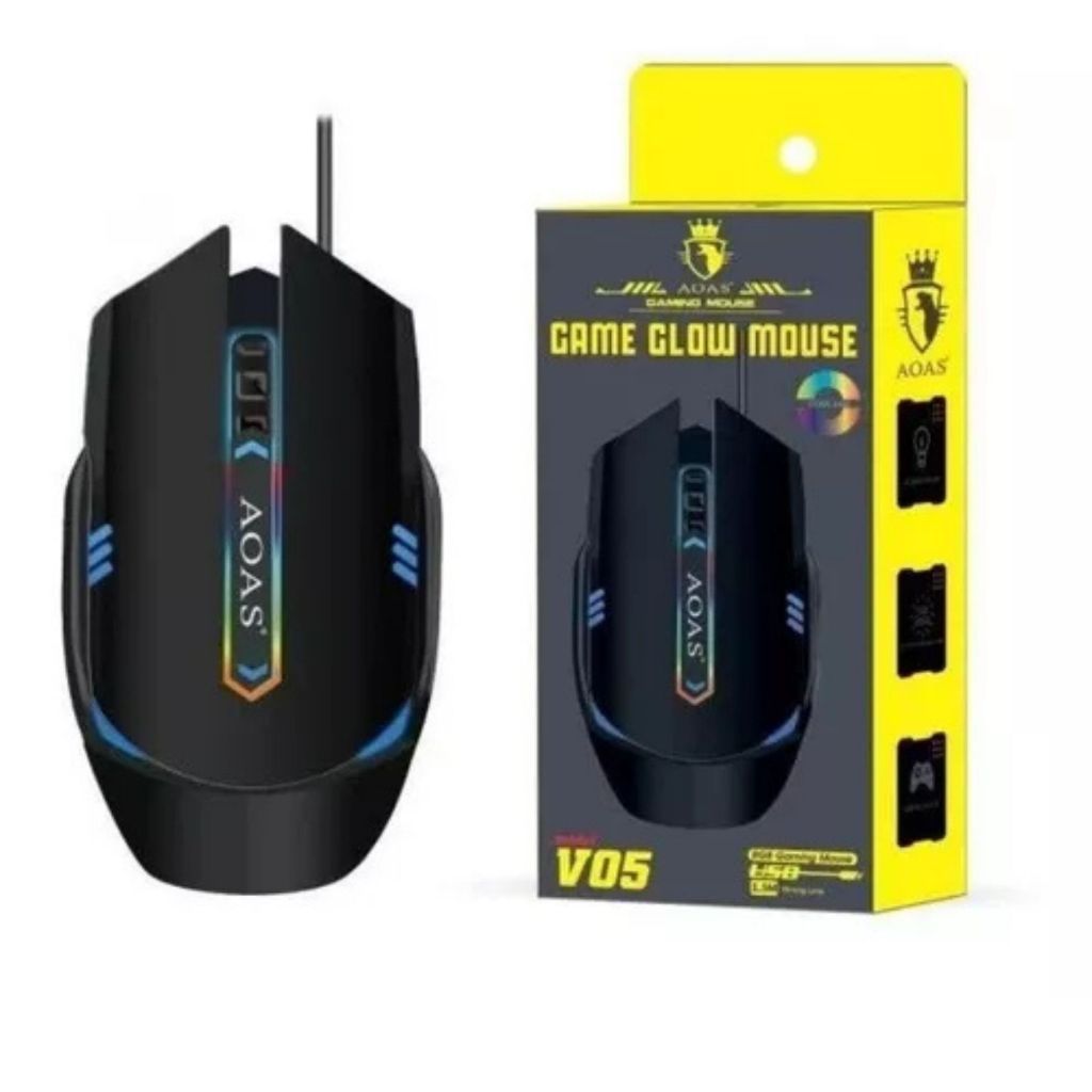 Mouse Gamer Aoas Para Jogo Usb Pc Notebook Led Rgb Óptico com Fio Original V03 Branco