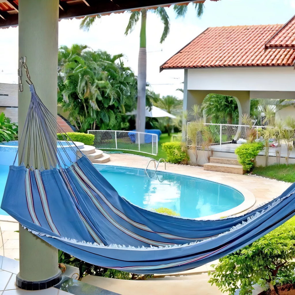 Rede de Dormir Solteiro Descanso Confortável Cinza Artesanal Algodão