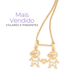 Pingente + Cordão Rommanel Mãe De Dois Meninos Banhados A Ouro 18k Acompanha Embalagem