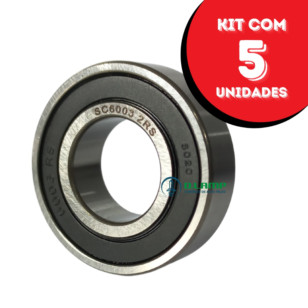 Kit com 5 rolamentos 6003 Sulcarbon - 35mm x 17mm x 10mm
