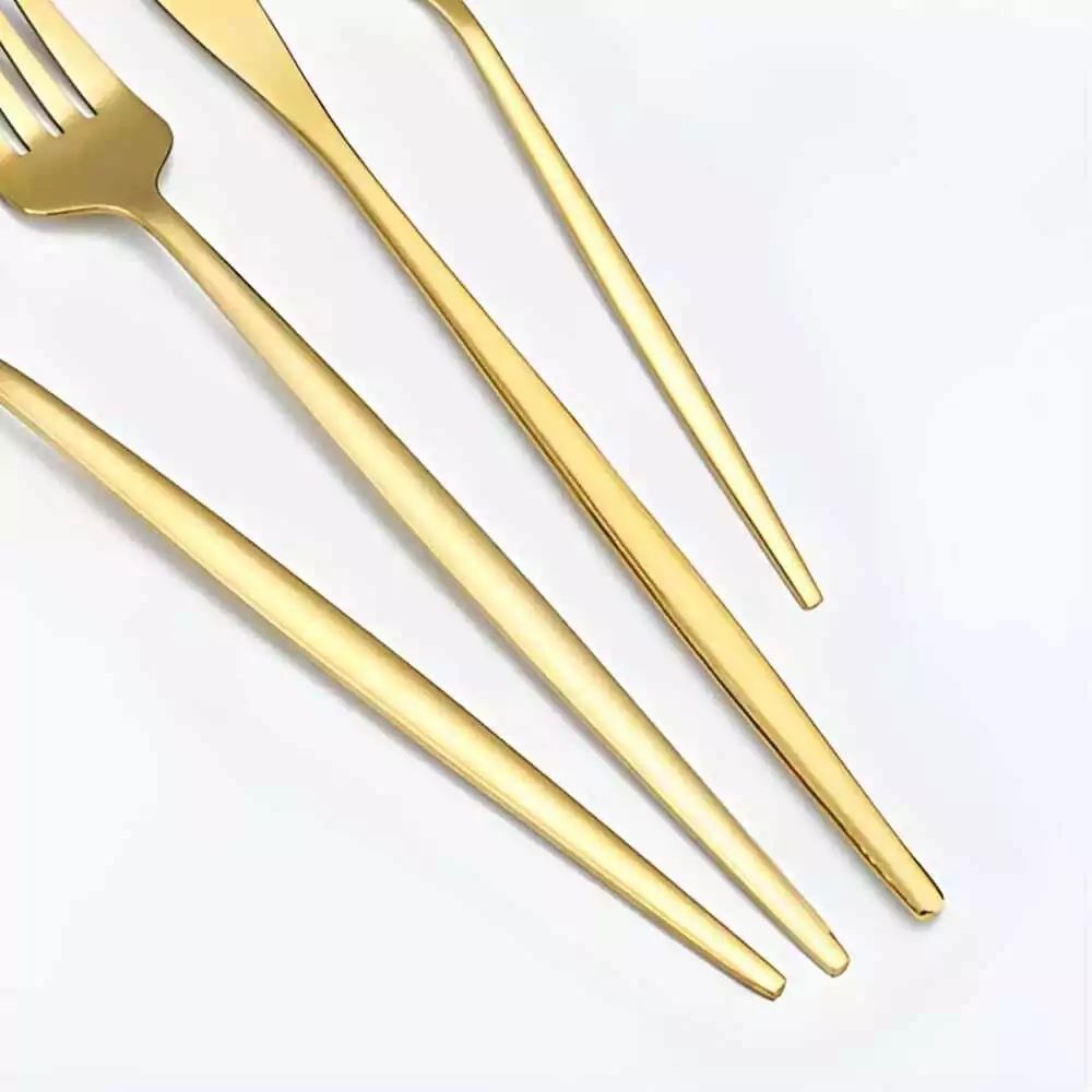 Jogo de Talheres Luxo Faqueiro Slim 4 Peças em Aço Inox Dourado — imagem 2 de 2