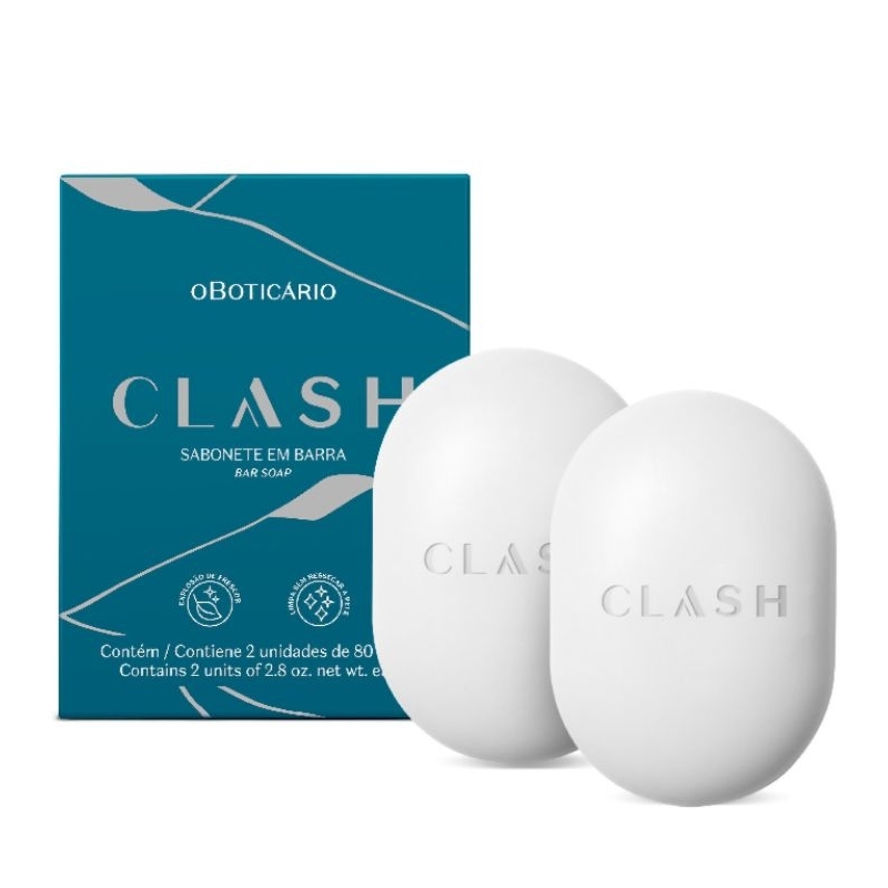 Sabonete em barra masculino perfumado Clash 2x80g de O Boticário