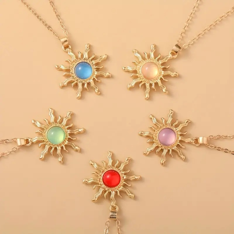 Colar Sol Raio Solar + Caixinha Rosa Para Presente Corrente Dourada Aço Inoxidável Presente em Oferta na Shopee