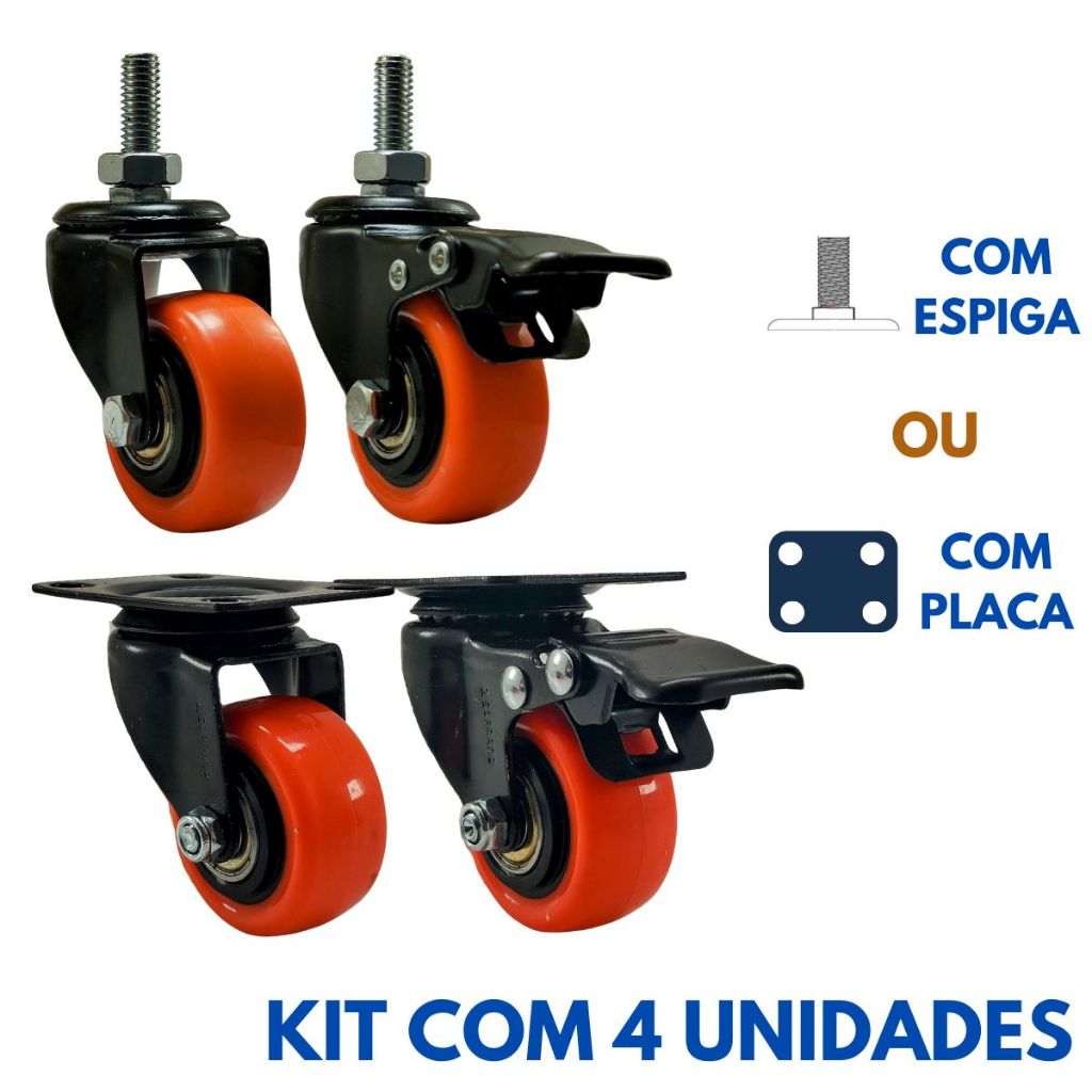 Kit 4 Rodízios Roda Giratório Rodinha para Moveis Anti Risco 50mm 240 kg em Oferta na Shopee