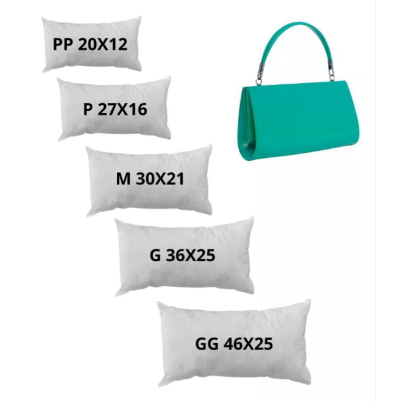 enchimento para bolsa e almofada ( kit com 5 peças uma unidade de cada tamanho)