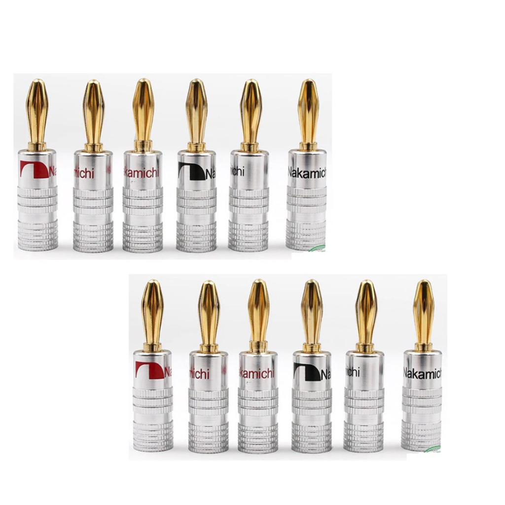 Kit Adaptador Banana 24k Gold Caixa De Som Receiver Home Theater Amplificador
