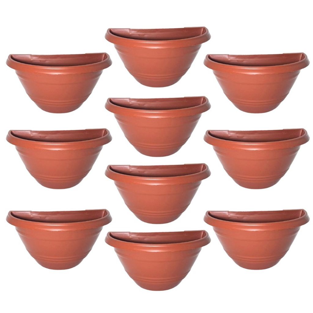 Jogo Vaso Parede 1650ml, Vaso Plástico Meia Lua Vaso Cuia Marrom Orquídeas Folhagens Jardim Vertical