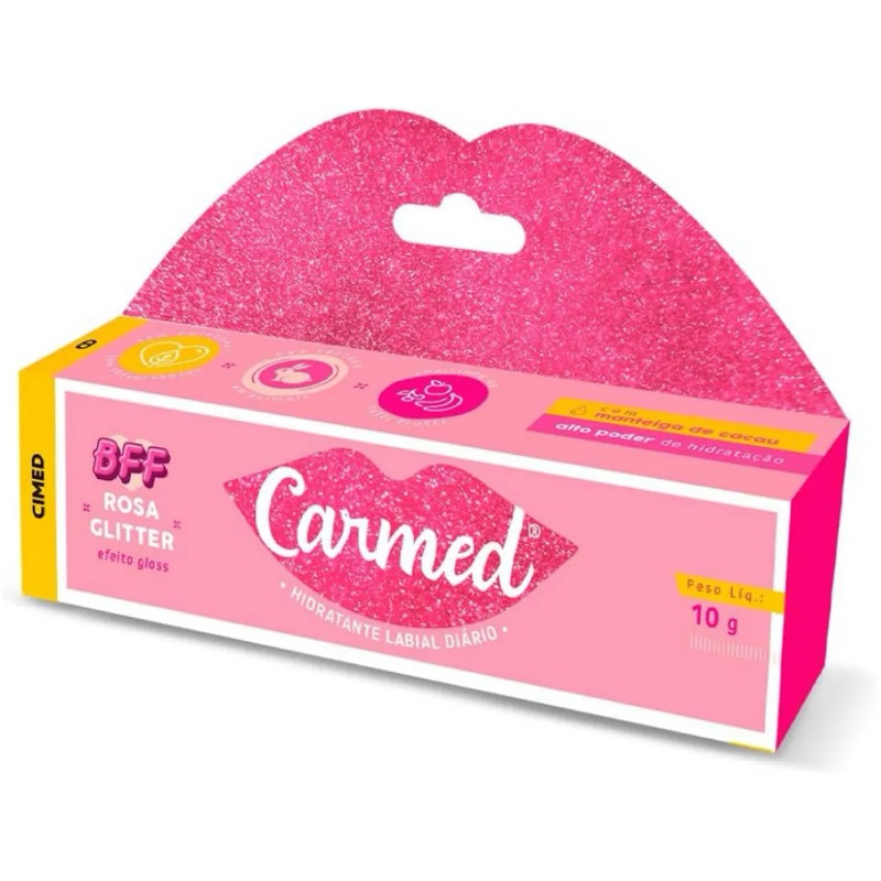 Hidratante Labial Carmed Crystal Pink Rose Chocottone  BFF Barbie Rosa Glitter