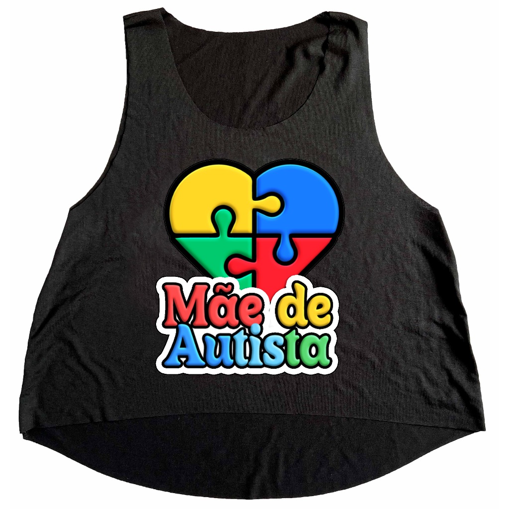 Cropped Preto Regata Camiseta Feminina Academia Mãe de Autismo em Oferta na Shopee