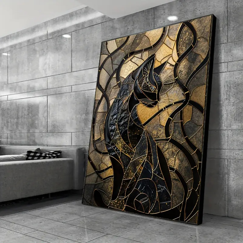 Quadro Decorativo 1 Peça Gato Abstrato Para Quarto Sala  Escritório e Hall em Oferta na Shopee