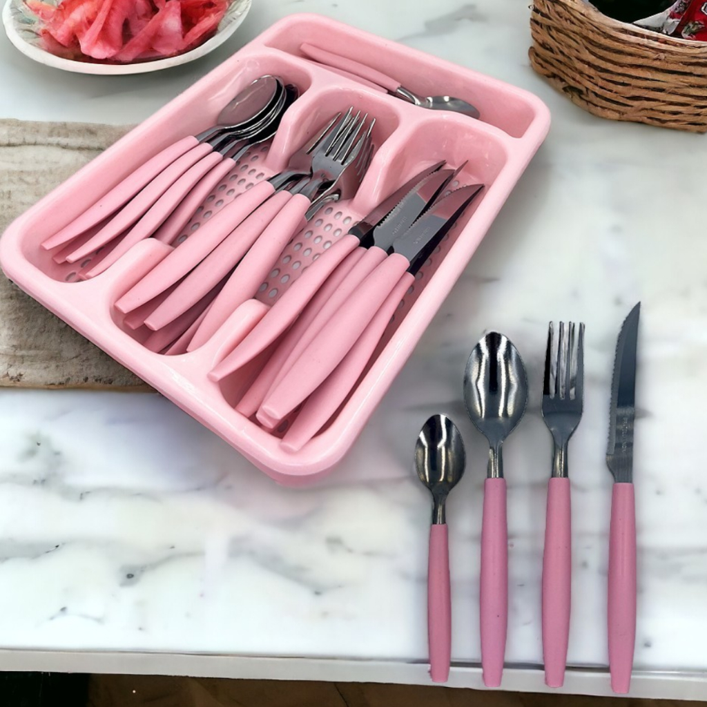 Jogo De Talheres Faqueiro Aço Inox Com Gaveteiro Mesa Cozinha 24 peças