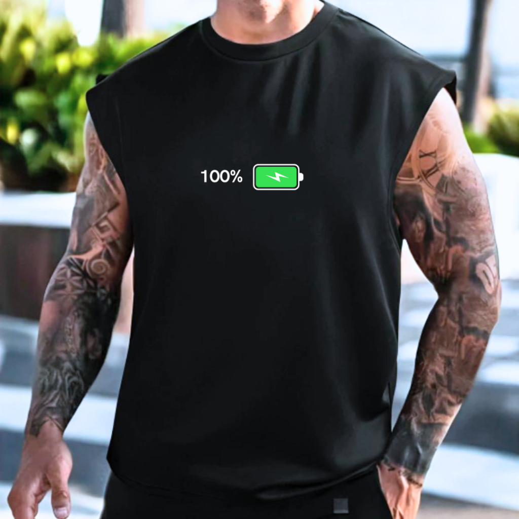 Camiseta Regata Oversized Bateria 100% Camisa Sem mangas Estilo Streetwear Algodão