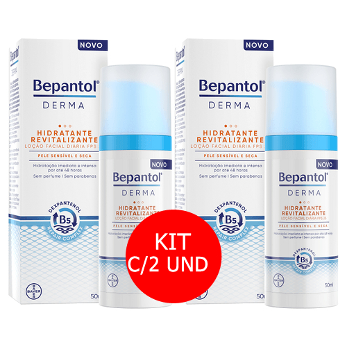 KIT C/2 BEPANTOL DERMA HIDRATANTE REVITALIZANTE FACIAL DIÁRIO FPS25 50ML