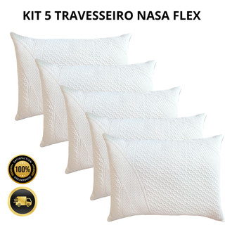 Kit 5 Travesseiros Nasa Flex Latex Alto Suporte Medio Firme Macio