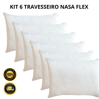 Kit 6 Travesseiros Nasa Flex Latex Alto Suporte Medio Firme Macio