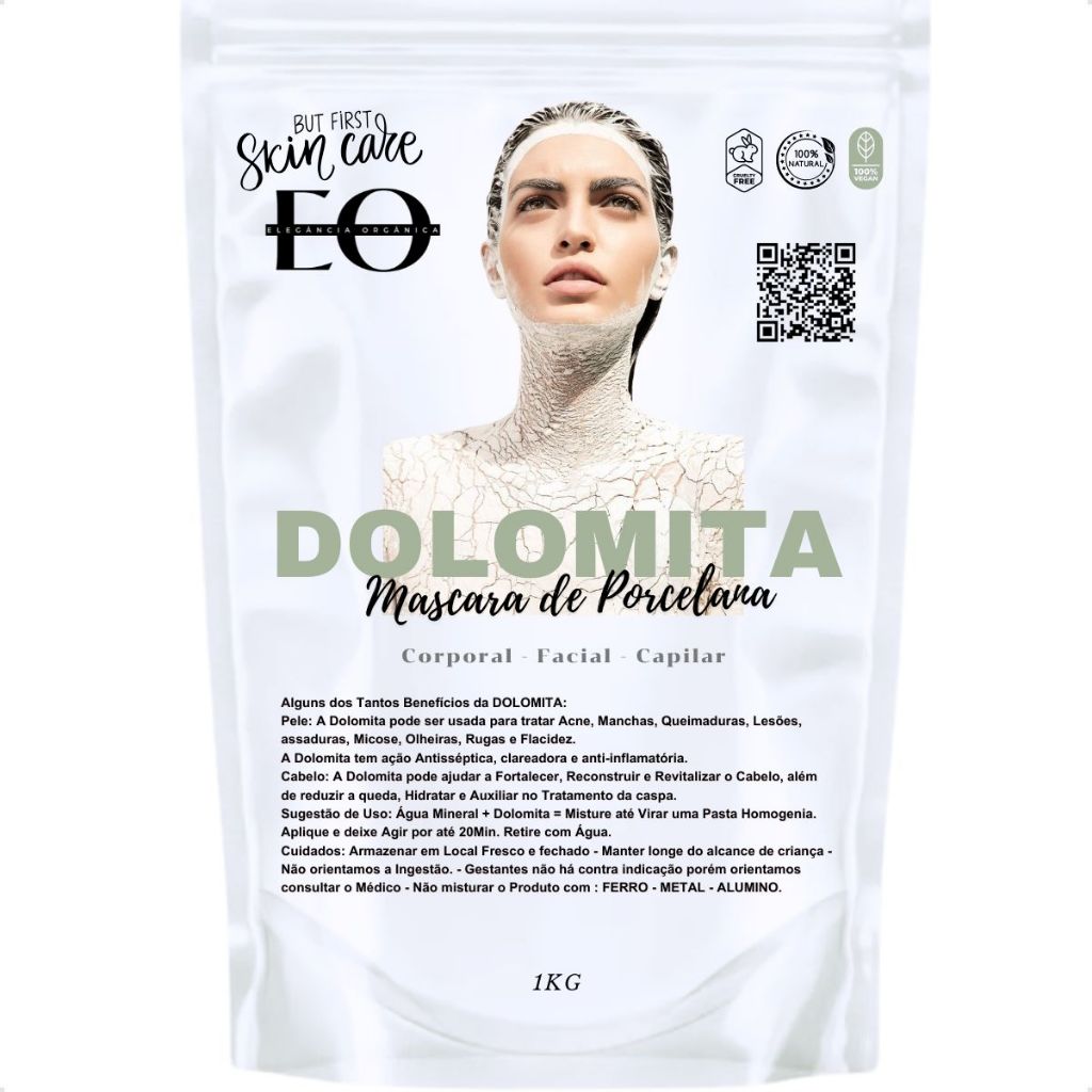Dolomita Mascara De Porcelana 1kg Facial Corporal Skin Care Natural 100% Pura Esterilizada