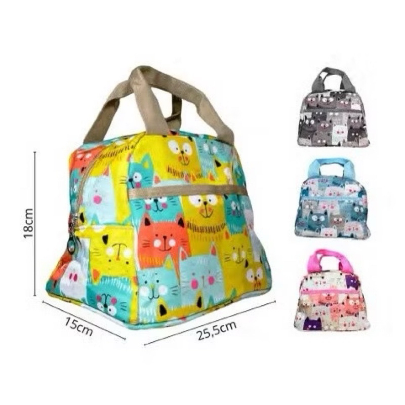 Bolsa Térmica Lancheira Portátil Com Estampa de Gatinhos