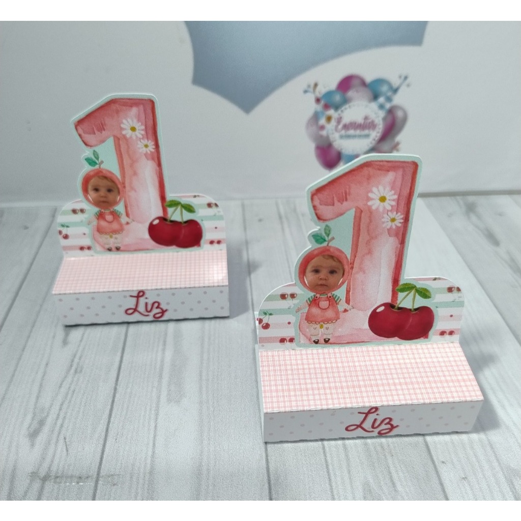 Caixa Porta Bis Duplo 3D Personalizado | Cerejinha do Bolo | Papelaria para festa infantil | Lembrancinha Personalizada