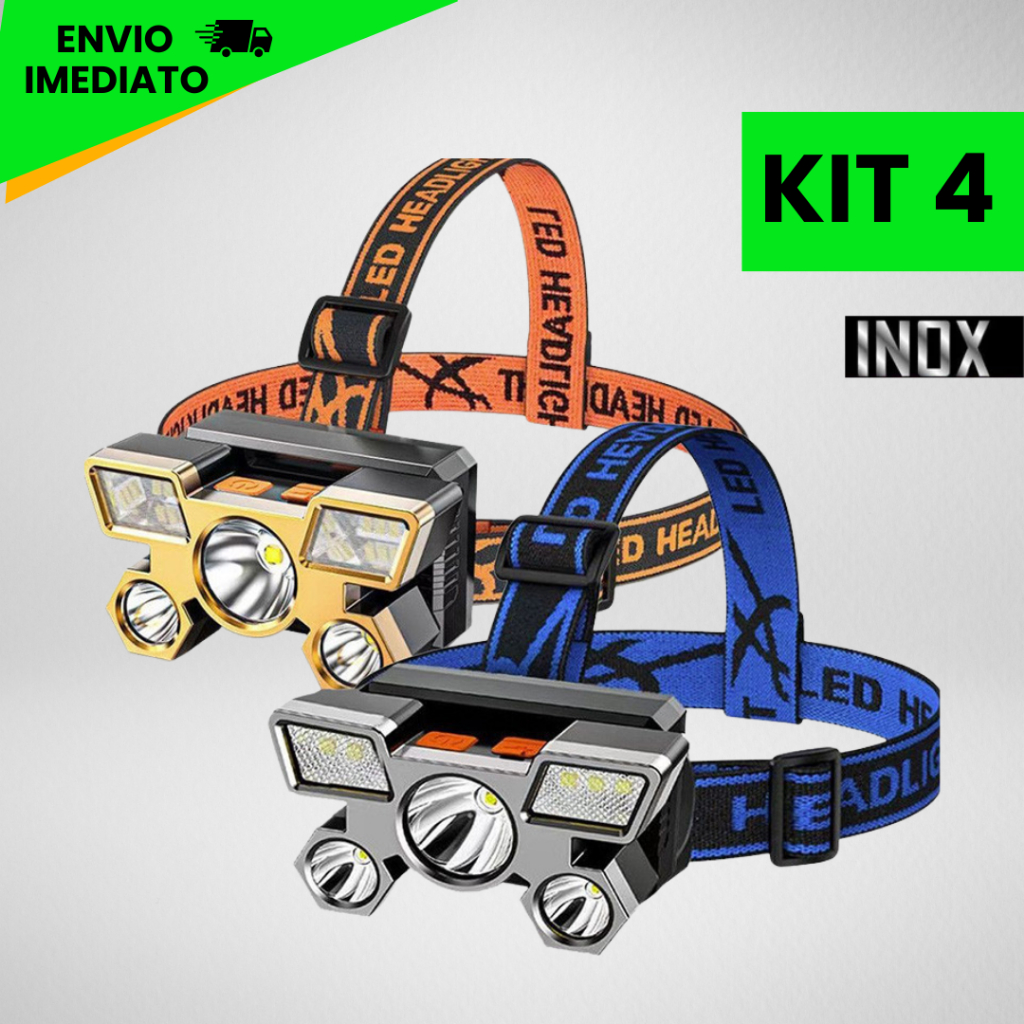 Imagem Lanterna Holofote De Cabeça 5 LED Super Brilhante À Prova D 'Água USB Recarregável 4 modos