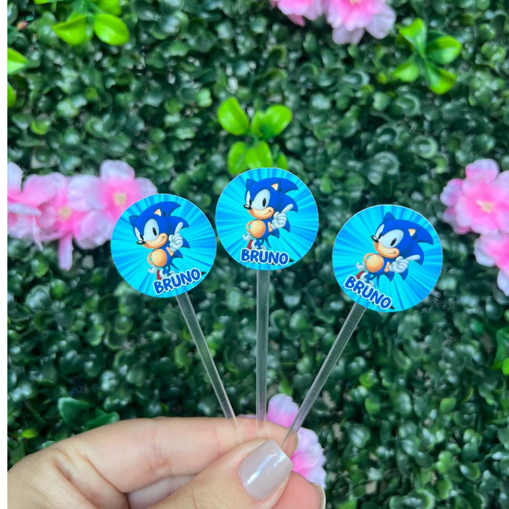 Topper de Docinhos Sonic - Topper de Cupcake Sonic - Festa tema Sonic - Enfeite de doce Sonic