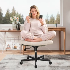 Cadeira de Escritório Ergonômica com Rodas, Estofado Acolchoado Grosso e Base Ajustável