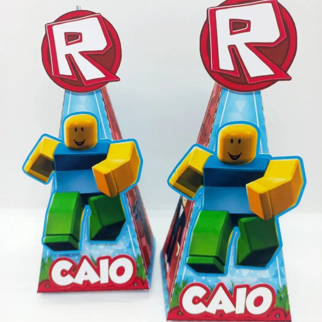 Caixa Pirâmide Roblox personalizada Surpresa Para Lembrancinha Aniversário Infantil Divertido