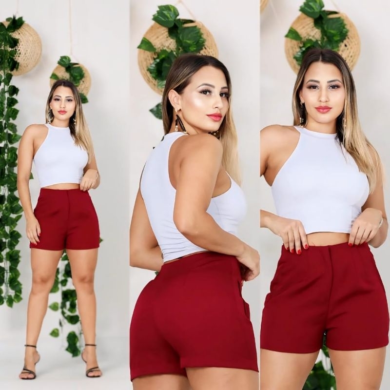 SHORT ALFAIATARIA FEMININO ZARA SOCIAL CINTURA ALTA COM DEFEITO APENAS PARA USO EM CASA