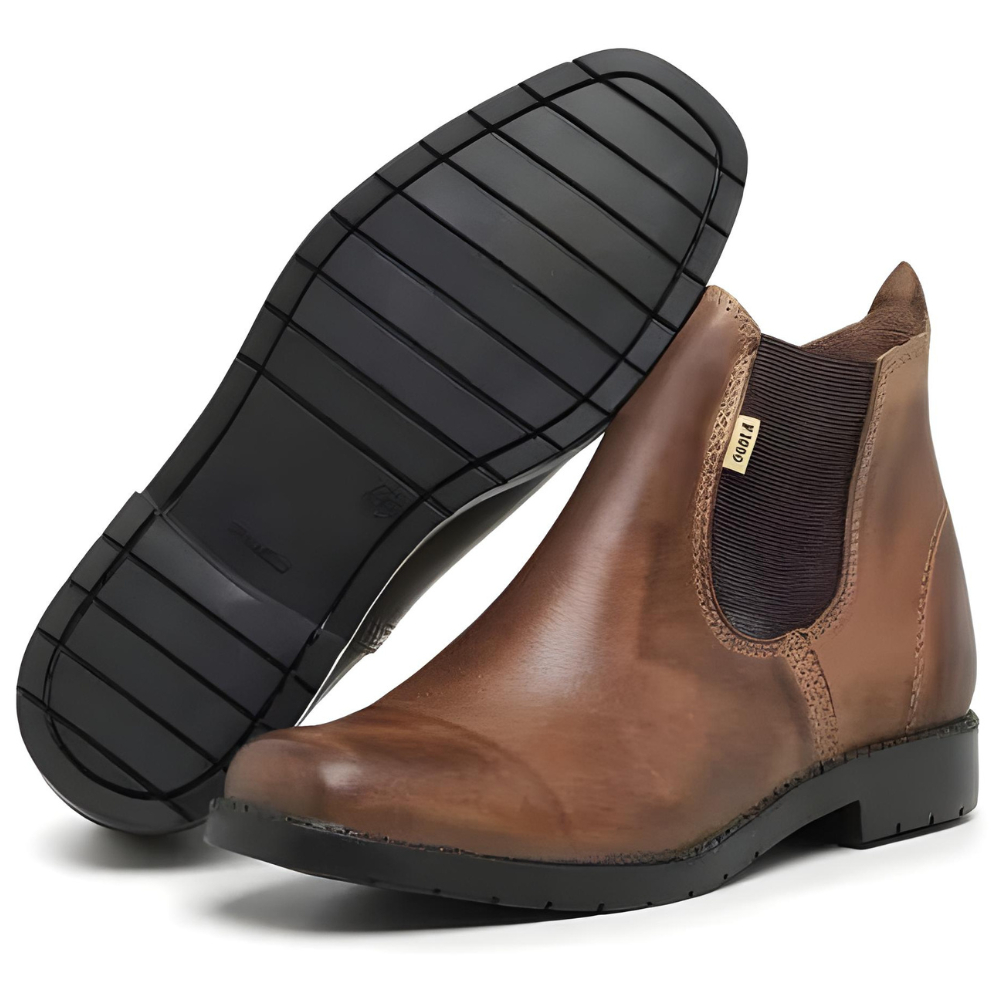 Bota Botina Masculina F1000 Em Couro Legítimo Solado Antiderrapante Resistente e Confortável Para Trabalho