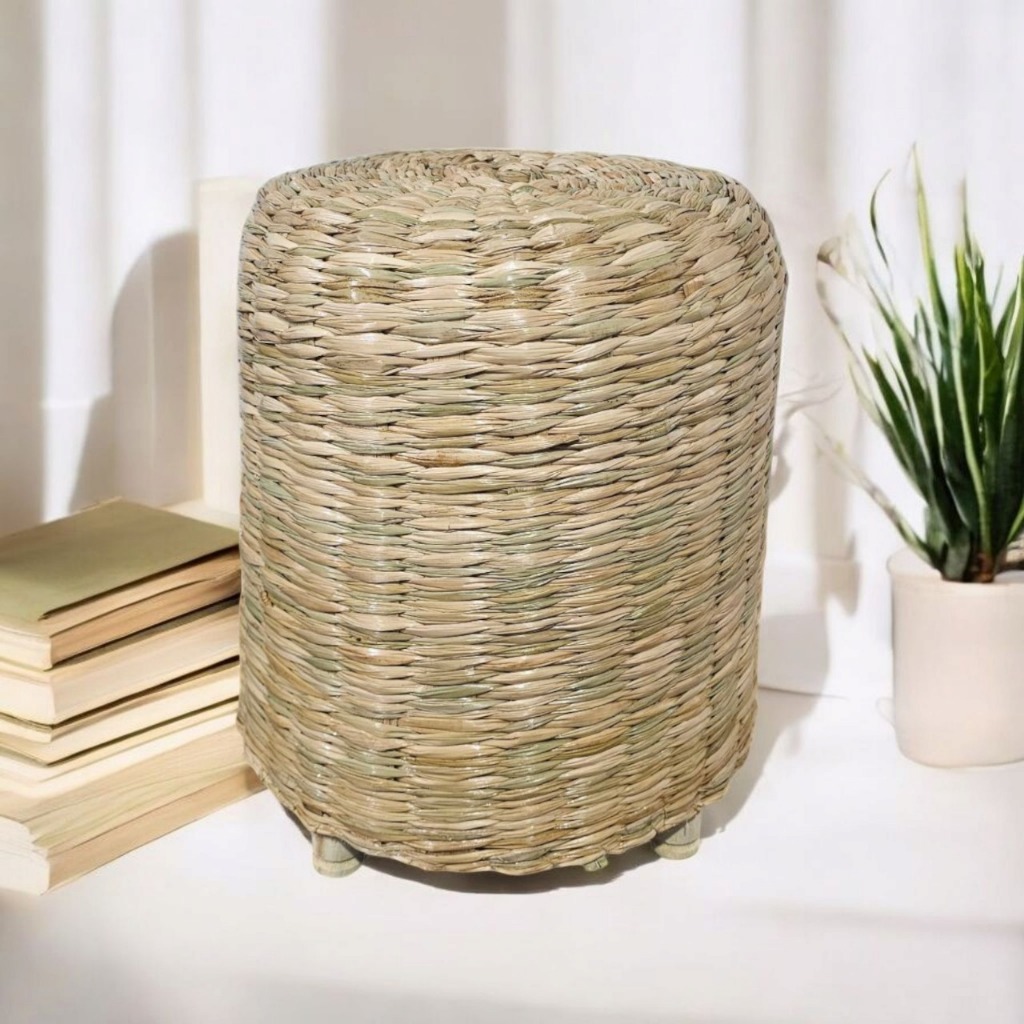 Puff de Fibra Natural Banqueta Artesanal Palha Taboa em Oferta na Shopee