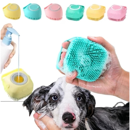 Kit 2 Escovas de Banho PET em Silicone com Dispenser de Shampoo – Massagem e Limpeza Suave X8 em Oferta na Shopee