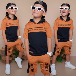 Roupa Infantil Menino Estiloso Lançamento Verão 2025 Camisa + Bermuda Barato 2 ao 14 anos em Oferta na Shopee