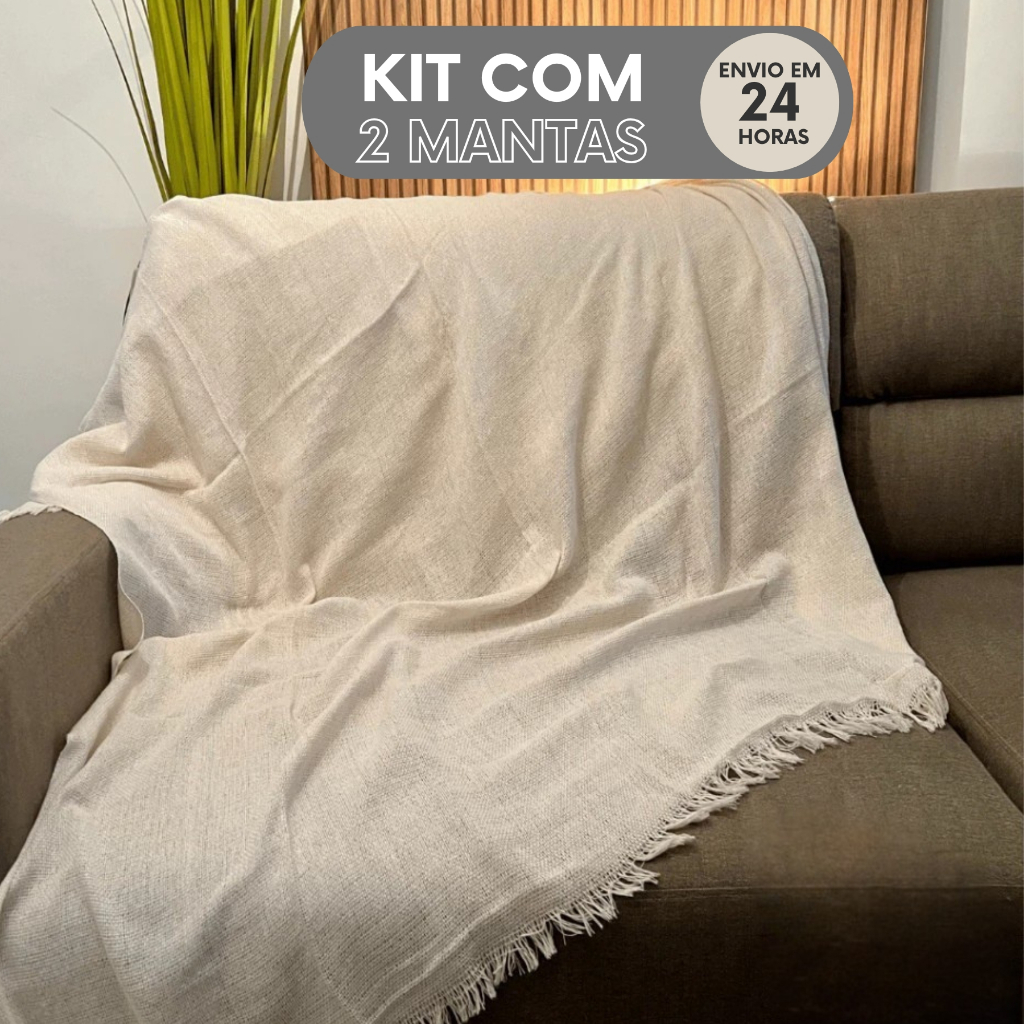 Kit 2 Manta Para Sofá Protetor Gigante Grande Frio Cama Decorativa 2,40m x 1,60m