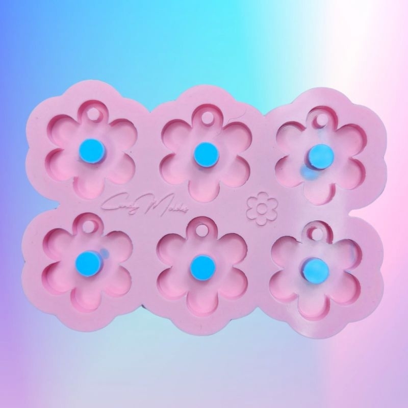 Molde de Silicone Flor 6 Cavidades artesanato resina epóxi