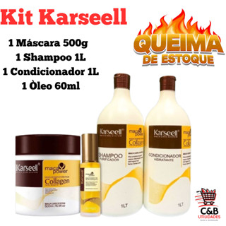Kit Karseell Máscara 500g + 1 Shampoo 1L+ 1 Condicionador  1L + Òleo 60ml