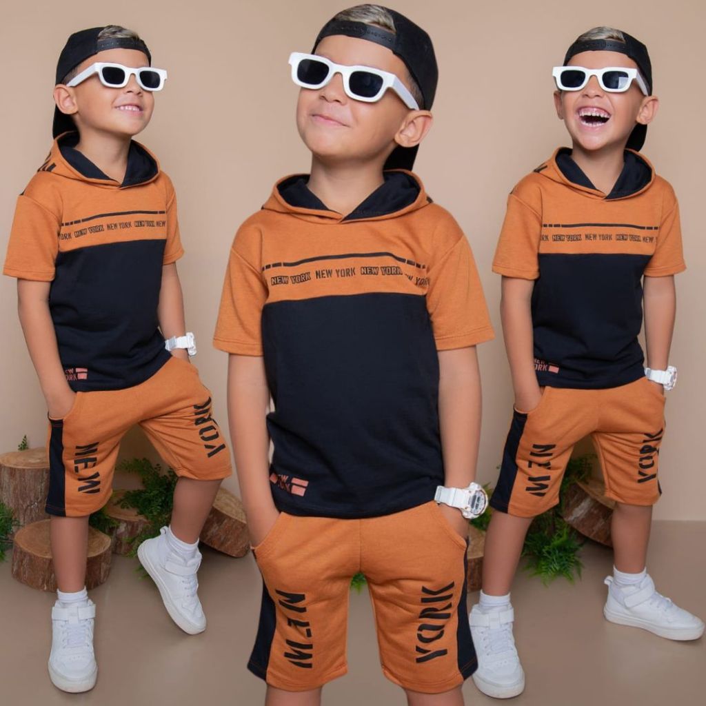Conjunto Infantil Menino Juvenil Lançamento Verão  Camisa 30.1 Bermuda Moletinho  2 ao 14 anos