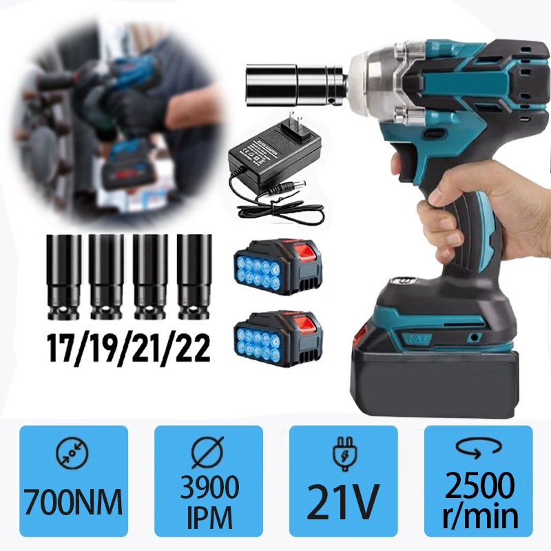 Chave elétrica sem fio com 2 baterias Chave De Impacto Parafusadeira Furadeira de torque s...
