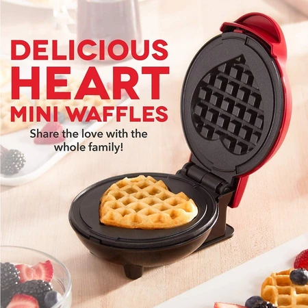 Máquina Waffle Coração Elétrica Antiaderente Grill Multiuso Portátil 110V/220V