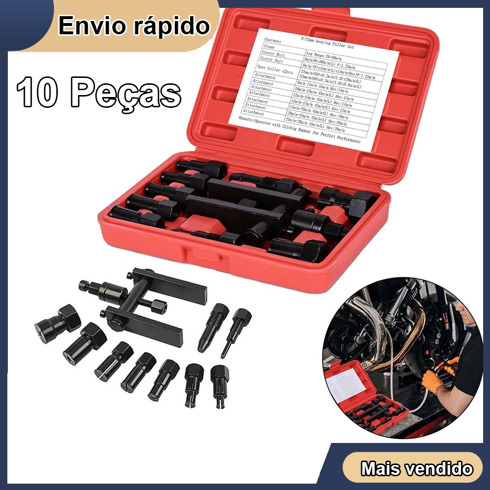 Conjunto de extrator de rolamento interno de motocicleta 10 peças Ferramenta de instalação e remoção de extrator