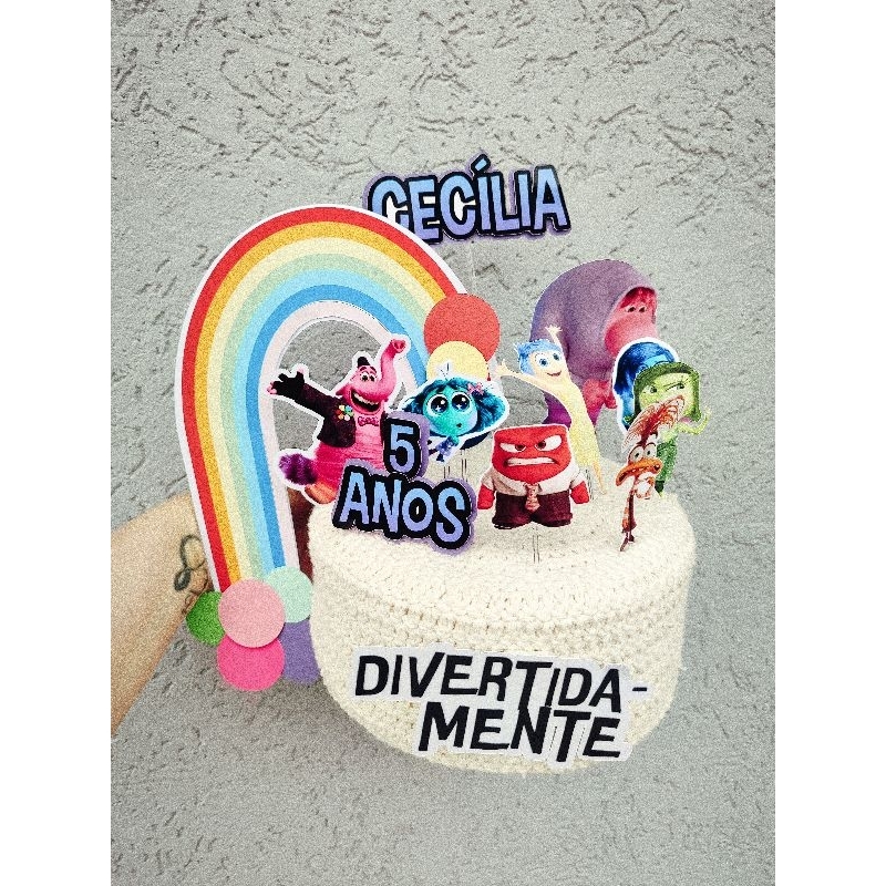 TOPO DE BOLO PARA ANIVERSÁRIO, MESVERSÁRIO DIVERTIDAMENTE TOPPER CAKE PERSONALIZADO