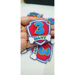 MONTE VOCÊ MESMO - Aplique Personalizado 6cm com efeito 3D Patrulha Canina