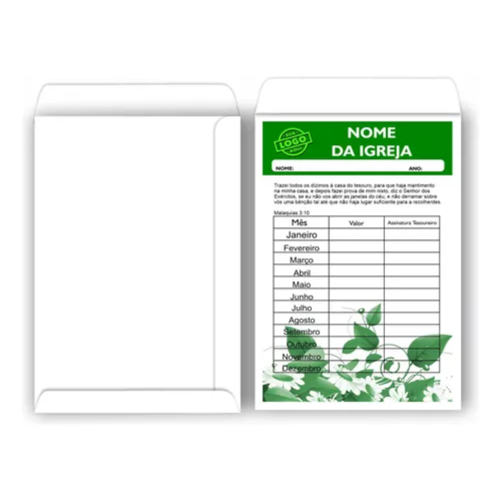100 Envelopes De Dízimo, Ofertas e Campanhas Personalizados 11x17cm